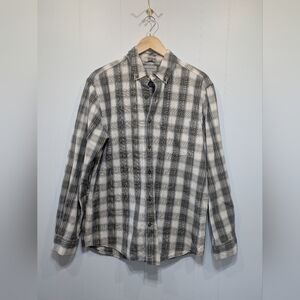 Carhartt Plaid Long Sleeve Button Down Shirt Size Medium Gray Yellow Relaxed Fit